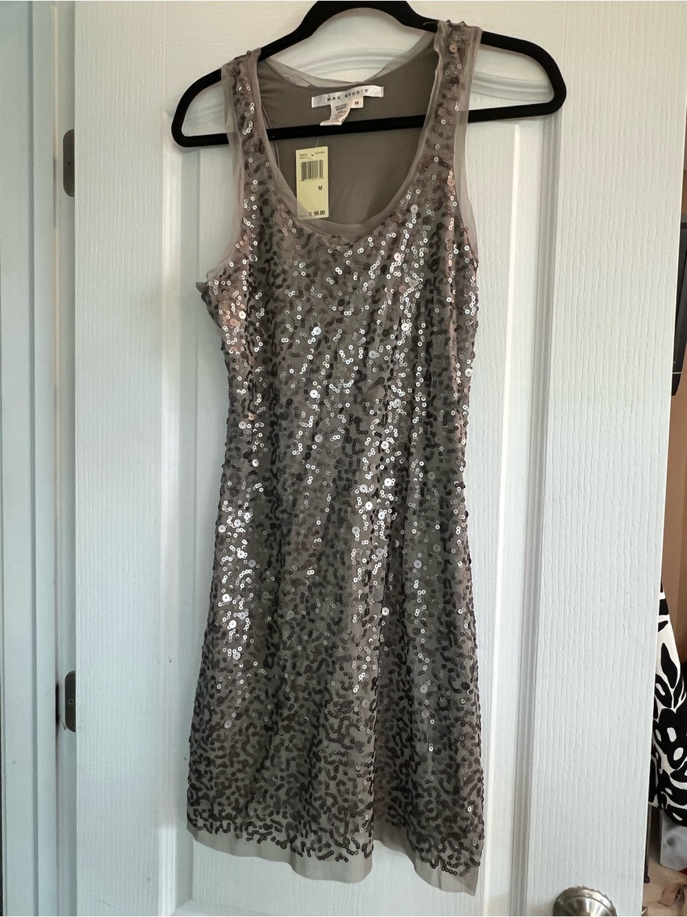 Max Studio Silver Sequin Sleeveless Mini Dress